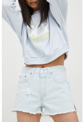 Levi's Дънкови къси панталони 501 Original с изчистен дизайн с висока талия - Pepit.bg