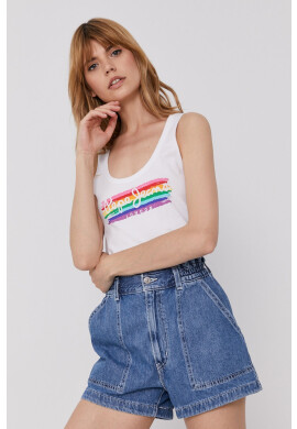 Levi's Дънкови Къс панталон дамски с изчистен дизайн с висока талия - Pepit.bg