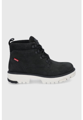 Levi's Кожени кубинки дамски в черно с равна подметка - Pepit.bg
