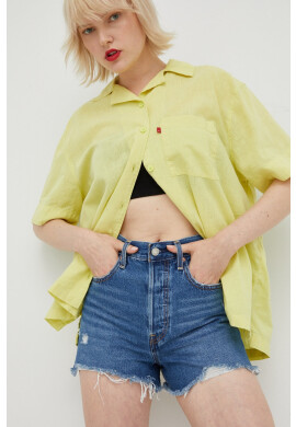 Levi's Ленена риза дамска в зелено със свободна кройка с класическа яка - Pepit.bg