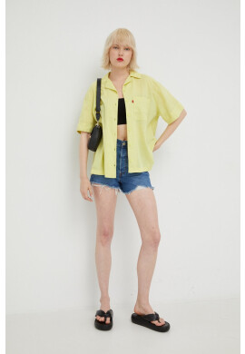 Levi's Ленена риза дамска в зелено със свободна кройка с класическа яка - Pepit.bg