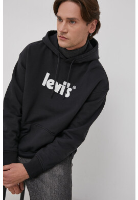 Levi's Памучен суичър мъжки в черно с принт - Pepit.bg