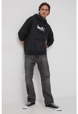 Levi's Памучен суичър мъжки в черно с принт - Pepit.bg
