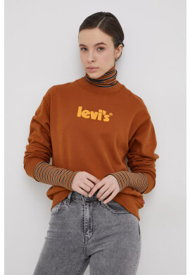 Levi's Памучен суичър дамски в кафяво с принт - Pepit.bg