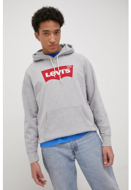 Levi's Памучен суичър в сиво с качулка с принт - Pepit.bg