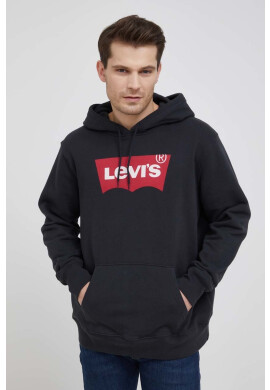Levi's Памучен суичър в черно с качулка с принт - Pepit.bg