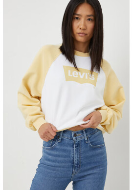 Levi's Памучен суичър в жълто с принт - Pepit.bg