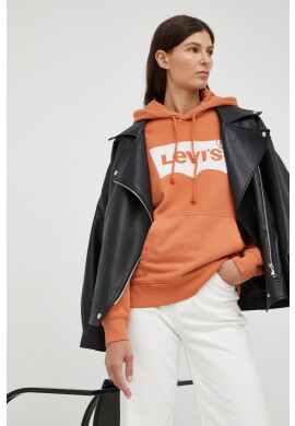 Levi's Памучен суичър в оранжево с принт - Pepit.bg