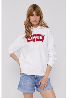 Levi's Памучен суичър дамски в бяло с принт - Pepit.bg