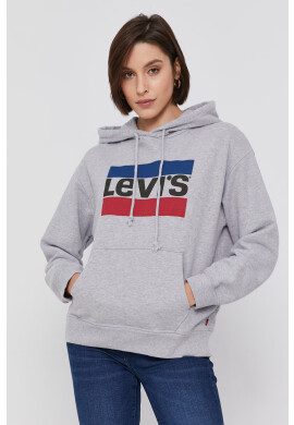 Levi's Памучен суичър дамски в сиво с принт - Pepit.bg