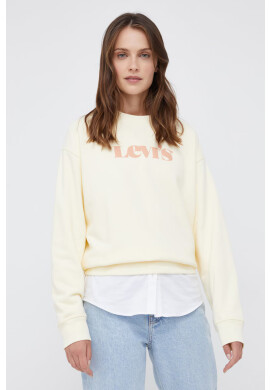 Levi's Памучен суичър дамски в жълто с принт - Pepit.bg