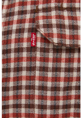 Levi's Памучна риза мъжка в кафяво със свободна кройка с класическа яка - Pepit.bg