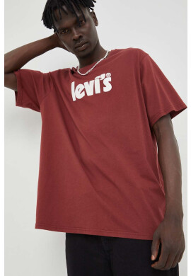 Levi's Памучна тениска в бордо с принт - Pepit.bg