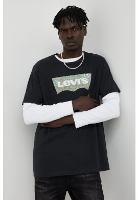 Levi's Памучна тениска в черно с принт - Pepit.bg