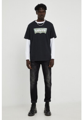 Levi's Памучна тениска в черно с принт - Pepit.bg