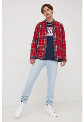 Levi's Памучна тениска в тъмносиньо с принт - Pepit.bg
