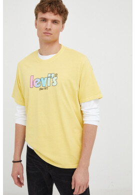 Levi's Памучна тениска в жълто с принт - Pepit.bg