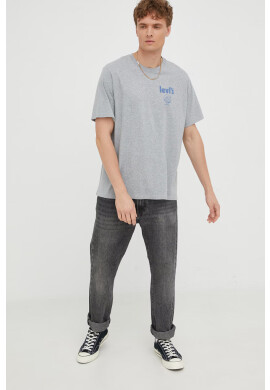 Levi's Памучна тениска в сиво с принт - Pepit.bg