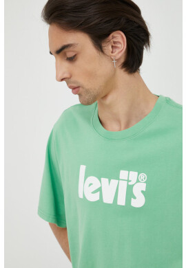 Levi's Памучна тениска в зелено с принт - Pepit.bg