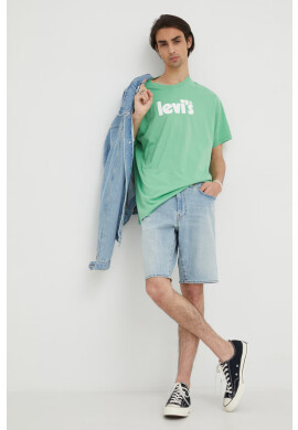 Levi's Памучна тениска в зелено с принт - Pepit.bg