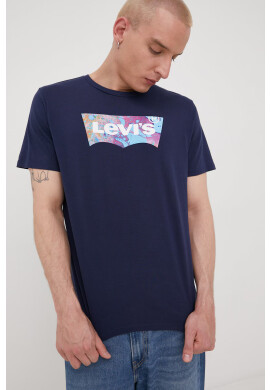 Levi's Памучна тениска в тъмносиньо с принт - Pepit.bg