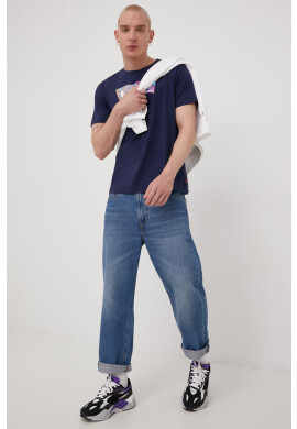 Levi's Памучна тениска в тъмносиньо с принт - Pepit.bg