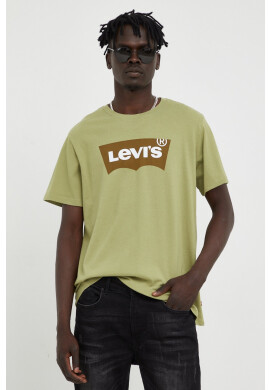 Levi's Памучна тениска в зелено с принт - Pepit.bg