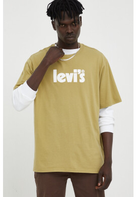 Levi's Памучна тениска в зелено с принт - Pepit.bg