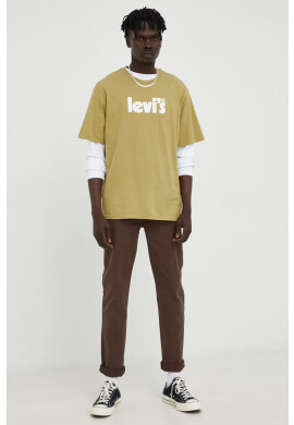 Levi's Памучна тениска в зелено с принт - Pepit.bg