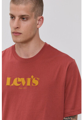 Levi's Памучна тениска в червено с принт - Pepit.bg