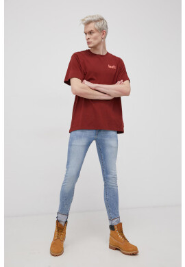 Levi's Памучна тениска в бордо с изчистен дизайн - Pepit.bg