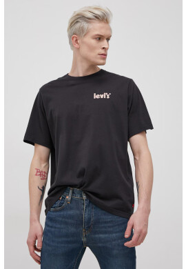 Levi's Памучна тениска в черно с изчистен дизайн - Pepit.bg