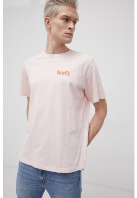 Levi's Памучна тениска в розово с изчистен дизайн - Pepit.bg
