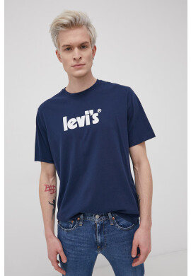 Levi's Памучна тениска в тъмносиньо с принт - Pepit.bg