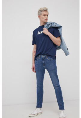 Levi's Памучна тениска в тъмносиньо с принт - Pepit.bg