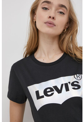 Levi's Памучна тениска в черно - Pepit.bg