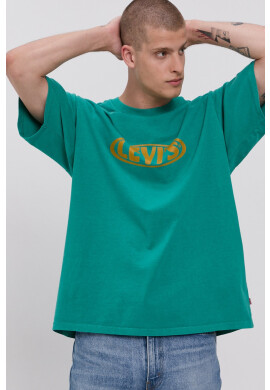 Levi's Памучна тениска в зелено с принт - Pepit.bg