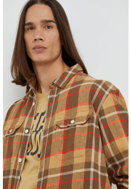 Levi's Риза мъжка в бежово със свободна кройка с класическа яка - Pepit.bg