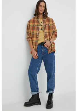 Levi's Риза мъжка в бежово със свободна кройка с класическа яка - Pepit.bg
