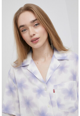 Levi's Риза с лен дамска в бяло със стандартна кройка с класическа яка - Pepit.bg