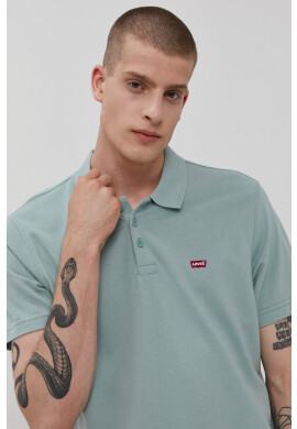 Levi's Тениска с яка мъжка в тюркоазено с изчистен дизайн - Pepit.bg
