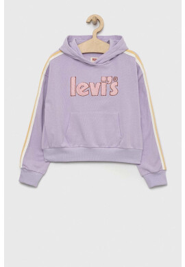 Levi's Детски суичър в лилаво с качулка с апликация - Pepit.bg