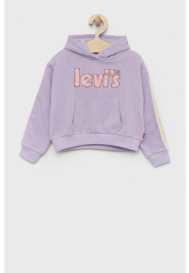 Levi's Детски суичър в лилаво с качулка с апликация - Pepit.bg