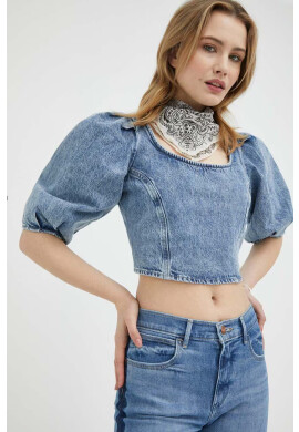 Levi's Дънкова блуза дамска в синьо с изчистен дизайн - Pepit.bg