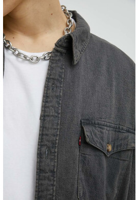 Levi's Дънкова Риза мъжка в сиво със свободна кройка с класическа яка - Pepit.bg