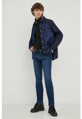 Levi's Дънкова риза мъжка в тъмносиньо със стандартна кройка с класическа яка - Pepit.bg