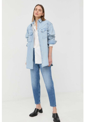 Levi's Дънкова риза дамска в синьо със свободна кройка с класическа яка - Pepit.bg