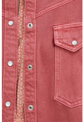 Levi's Дънкова риза дамска в розово със свободна кройка с класическа яка - Pepit.bg