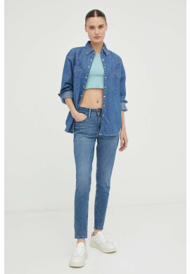 Levi's Дънкова риза дамска в синьо със свободна кройка с класическа яка - Pepit.bg