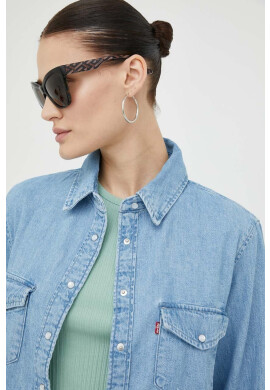 Levi's Дънкова риза дамска в синьо със стандартна кройка с класическа яка - Pepit.bg